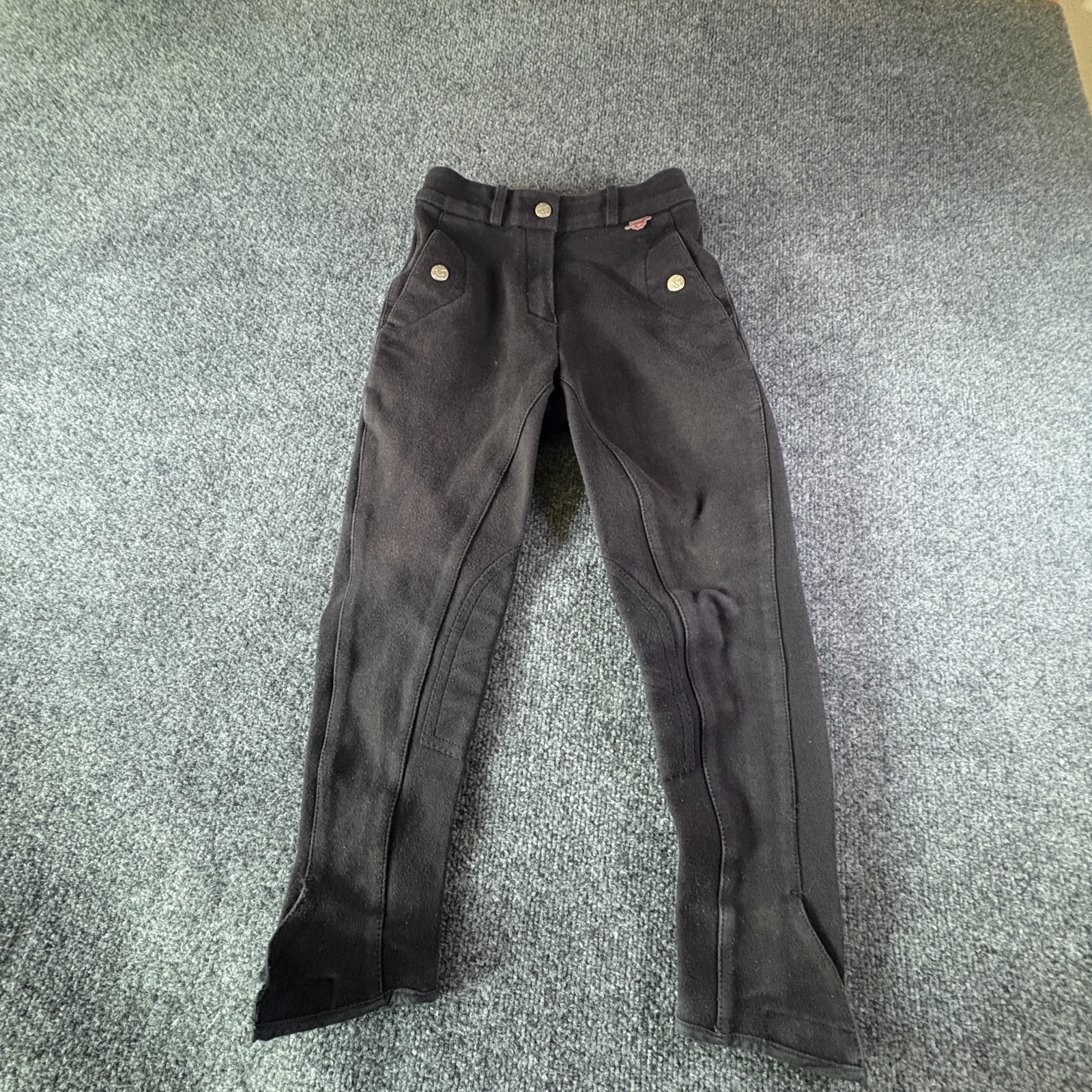 Red Horse Riding Breeches Equestrian Pants Girls 22x20 Black Stretch Pockets